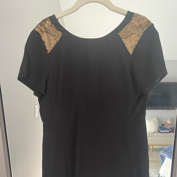 Madewell Black 100% Silk Sequin Yoke Short Sleeve Shift Mini Dress 0/XS - Picture 7 of 9